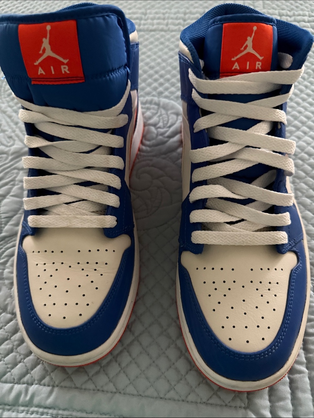 Nike High Top Sneakers in White, Blue & Orange